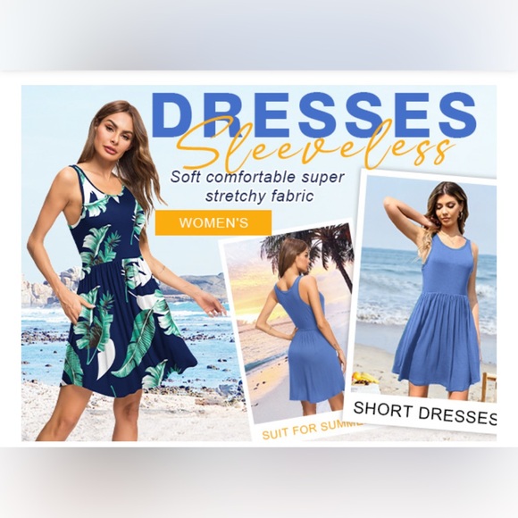 MOLERANI Sleeveless Round Neck Casual Swing Dress with Pockets - Black - size XL - Picture 6 of 8